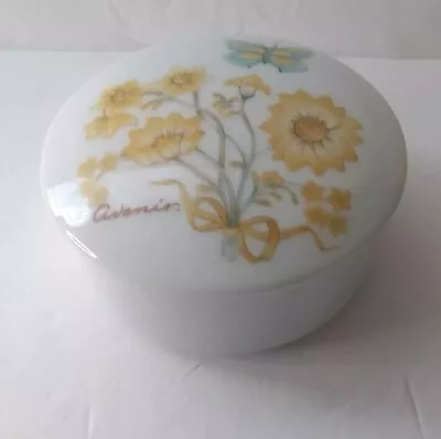 Vintage Powder Box  Mary Kay Avenir Glass Dish Lid 1983 Spring Flowers Trinket  • $11