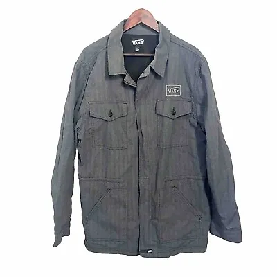 Van's Men's Utility Jacket Gray Canvas Size XL Pockets Zip Up Cotton • $28.50