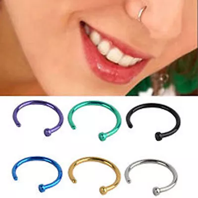 Titanium Anodised Nose Hoop Ring - Choose Colour - 1mm X 8mm • £2.39