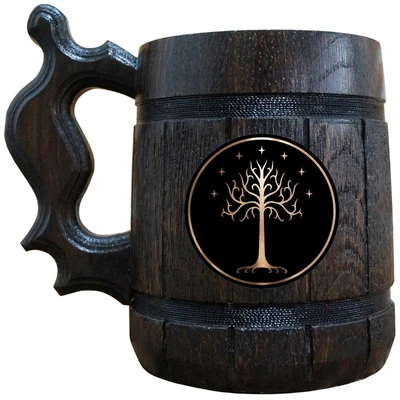 £28.23 • Buy Tree Of Gondor Wooden Beer Mug, Lord Of The Rings Beer Gift, Hobbit Mug, LOTR