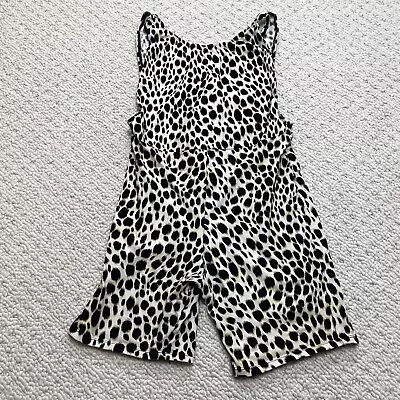MOTEL Leopard Print Romper Juniors Small Shorts And Tank Style Cotton Plunge • $9.99