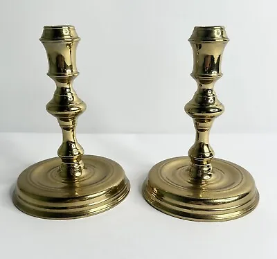 Virginia Metalcrafters Raleigh CW 16 20 Brass Candlestick Holders Pair • $38