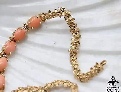 Na Hoku E. Sultan 14k Yellow Gold & Coral Plumeria Flowers Bracelet • $221.50