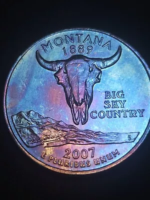 2007-D Montana State Quarter Bu Rainbow Toned  • $22