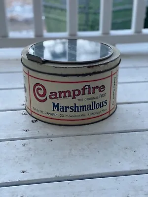 Vintage Campfire Marshmallow Tin With Partial Glass Lid For Advertising • $499