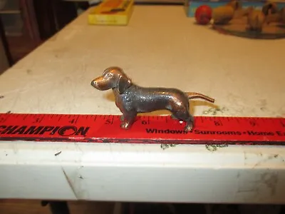 Vintage METAL DACHSHUND WIENER DOG FIGURE SCULPTURE 3.3  Long Tip Of Tail Gone • £4.83