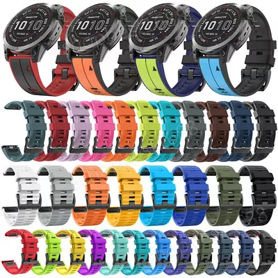 Quick Fit Silicone Watch Band Strap For Garmin Fenix 7/7X 6/6X Pro/5/5X Plus 3HR • $9.73