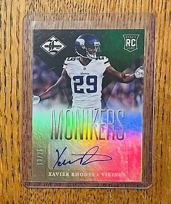 2013 Panini Limited Monikers Xavier Rhodes /25 RC Rookie Auto Vikings • $26.95