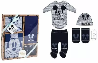 Disney Mickey Mouse Baby Boys Newborn Bodysuit Leggings Hat & Socks Set • $51.49