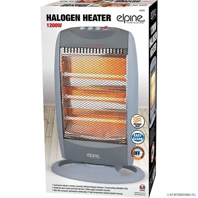 Halogen Heater Electric Oscilatting 3 Bar Portable Quartz For Home Etc (1200w) • £18.69