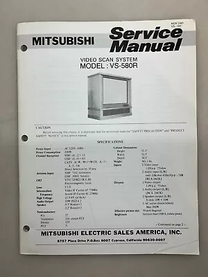 Mitsubishi VS-580R Original Service Manual Free Shipping • $10