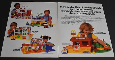 1990 Print Ad Fisher Price Little People Barn Airport McDonald's Garage Kids Art • $10.98