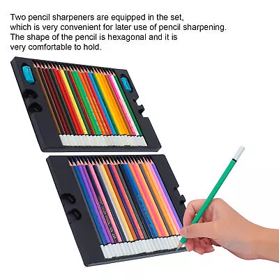 48 Colors Pencil Set Wood Soft Core Hexagonal Oil Pastels Pencils With Box SLS • £19.74