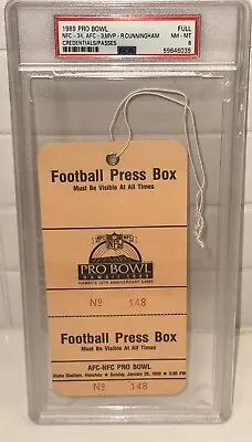 1989 NFL Pro Bowl Randall Cunningham MVP Press Box Media Pass Ticket Stub PSA • $94.49