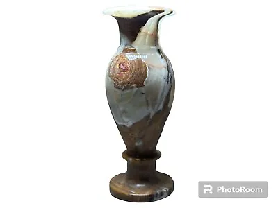 Elegance In Stone: Handcrafted Onyx Marble Flowers Vase (3x8) • $25