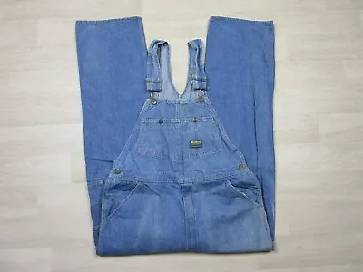 Vintage Oshkosh Men’s Blue Denim Overalls VestBak ~ ”32x31.5” USA Made Workwear • $43.98