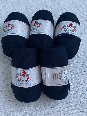 KNITTING CROCHET JOB LOT YARN 500g BUNDLE BLACK MY LOVE TAPE YARN • £6