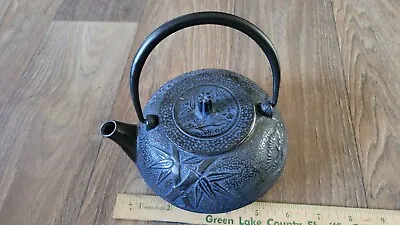 Cast Iron Porcelain Teapot Oriental Theme... Looks Never Used • $20