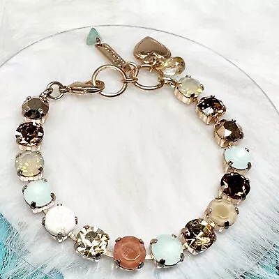 Mariana Topaz Teal Crystal Gemstone Rose Gold Bracelet Round NWOT 7.5  • $125