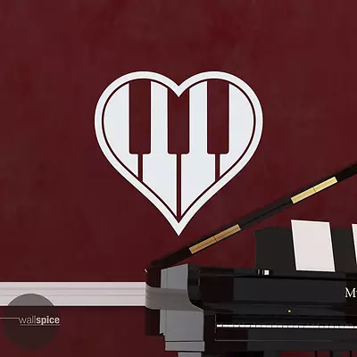 Heart Love Piano Keys Vinyl Wall Decal Sticker Music Musical Instruments • £22.17