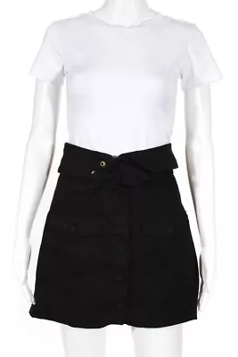 Lovers + Friends Womens Mid Rise Button Front Mini A-Line Skirt Black Size M • $2.99