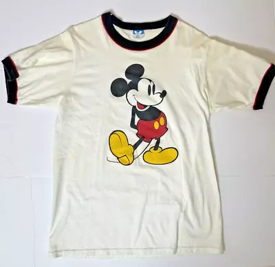 Disney Mickey Mouse Vintage 1980's Unisex Ringer T-shirt Size L • $14.99