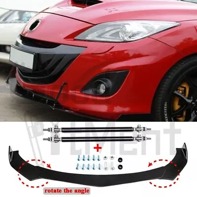 For Mazda 3 6 CX 5 7 Miata MX RX 8 Front Bumper Lip Splitter Spoiler +Strut Rods • $99.77