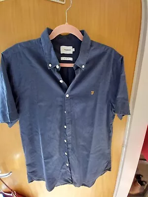 FARAH Mens Navy Short Sleeve Shirt XL • £9.99