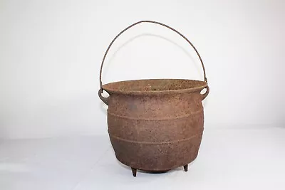 Antique Cast Iron Cauldron Kettle Cooking Pot Primitive Americana Farmhouse Deco • $45.99