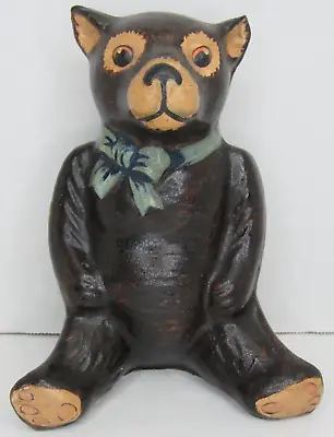 $78.97 • Buy Vtg VAILLANCOURT Folk Art 1987 TEDDY BEAR # 11 RARE Seated Brown Blue Bow Sutton