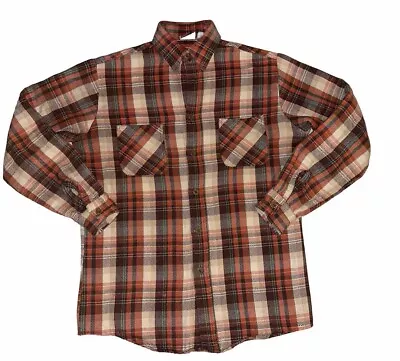 Vintage Big Mac Jc Penney Brown Orange Green Plaid Flannel Shirt Sz M • $24.99