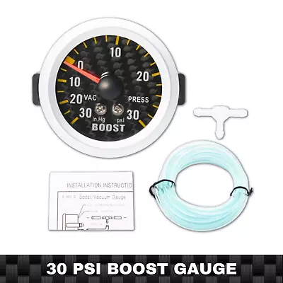 2  52mm Turbo Boost Gauge 0-30 Psi Carbon Fiber Auto Pressure Racing Gauge Meter • $35.95