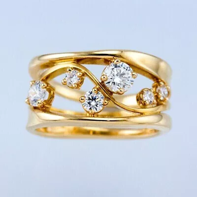 2Ct Lab Created Diamond Engagement Wedding Band Ring 14K Yellow Gold Plated • $149.99