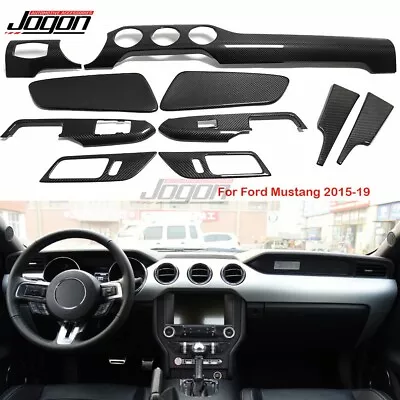 Carbon Console Dash Interior Panel Kit For Ford Mustang 2015 2016-19 GT Coupe V8 • $699.56