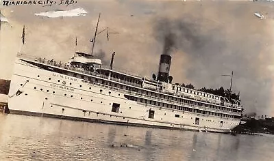 J54/ Michigan City Indiana Steamship Ship Vintage Snapshot Photograph 170 • $13.80