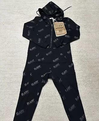 Raw Rolling Papers Small One Piece Jump Suit LIMITED EDITION Black On Black NWT • $139.99