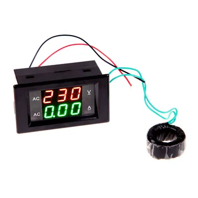 Black Digital Ammeter Voltmeter LCD Panel Amp Volt Meter Gauge AC 10A 60-500V • $9.39
