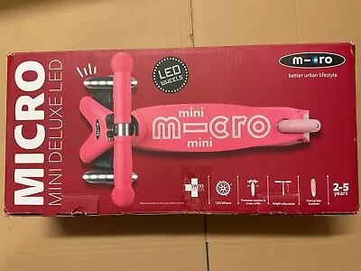 Mini Micro Deluxe Pink Foldable Adjustable Scooter For Toddlers (2-5 Yrs) • £49.99