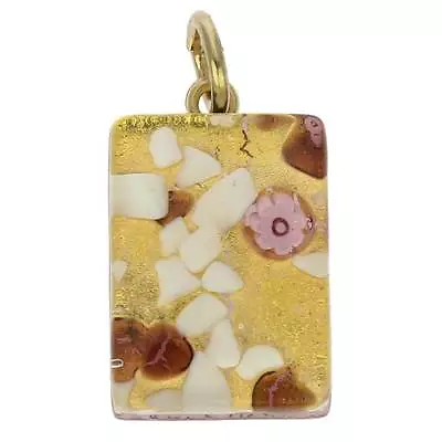 GlassOfVenice Murano Glass Venetian Reflections Rectangular Pendant - Purple Gol • $27.95