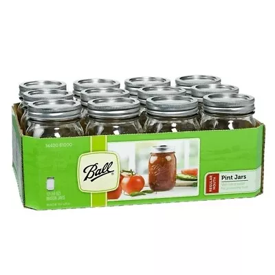 Regular Mouth 16oz Pint Mason Jars With Lids & Bands 12 Count • $14