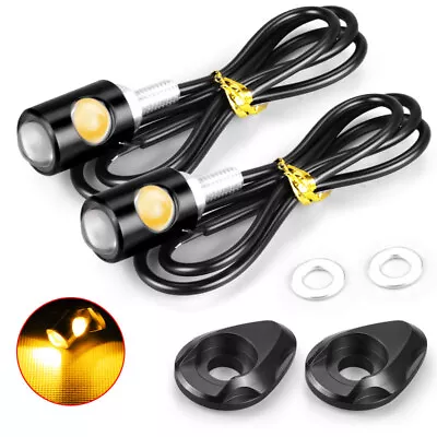 2X Universal Mini Motorcycle LED Turn Signals Indicator Amber Blinker Light Lamp • $9.79