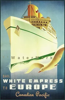 Canadian Pacific Ocean Liner White Empress 1950 Vintage Poster Print Retro Art • $21.58