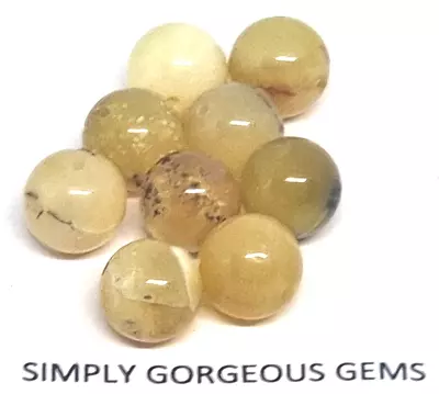 9 Round Yellow Opal Gemstone Beads  - 10 Mm • $7