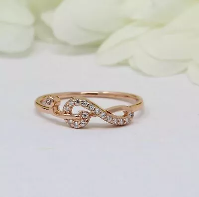 2ct Round Cut Lab-Created Moissanite Musical Note Design Ring Rose Gold Plated • £119.99