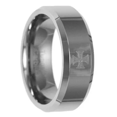 8mm Knight Cross Engraved Tungsten Carbide Ring Size 9-12 • $9.99