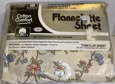 Vintage Sears Twin Flat Size Sheet Blanket  Flannelette Sheet 66x96” NOS • $24.99