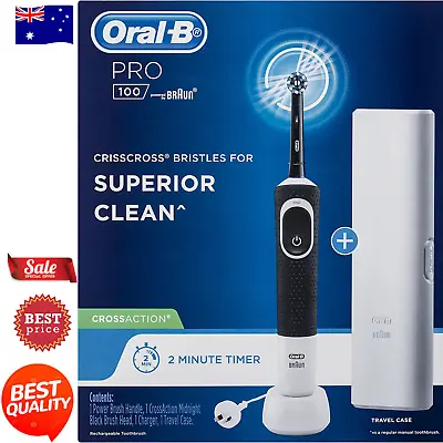 $47.79 • Buy Oral-B PRO 100 CROSSACTION Rechargeable Electric Toothbrush Midnight Black NEW