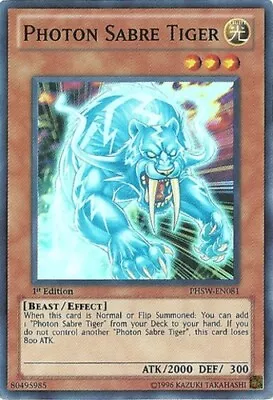 YGO-1x-Lightly Played-Photon Sabre Tiger - PHSW-EN081 - Super Rare - 1st Edition • $0.99