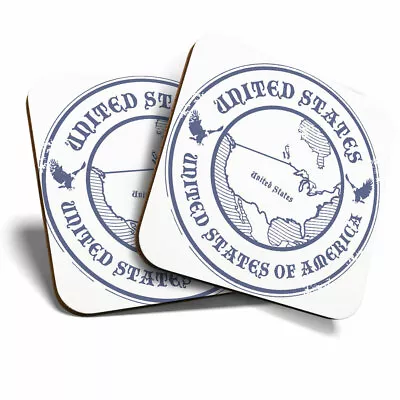 2 X Coasters - United States Of America Travel Map Home Gift #4487 • £5.99