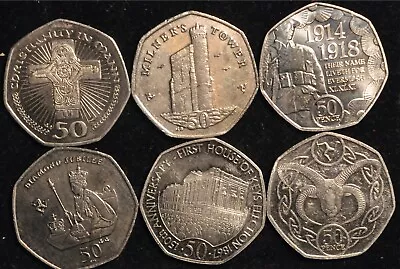 Isle Of Man Fifty Pence 50p 2000 - 2021 Christianity Milners's Tower(T40) • £1.99